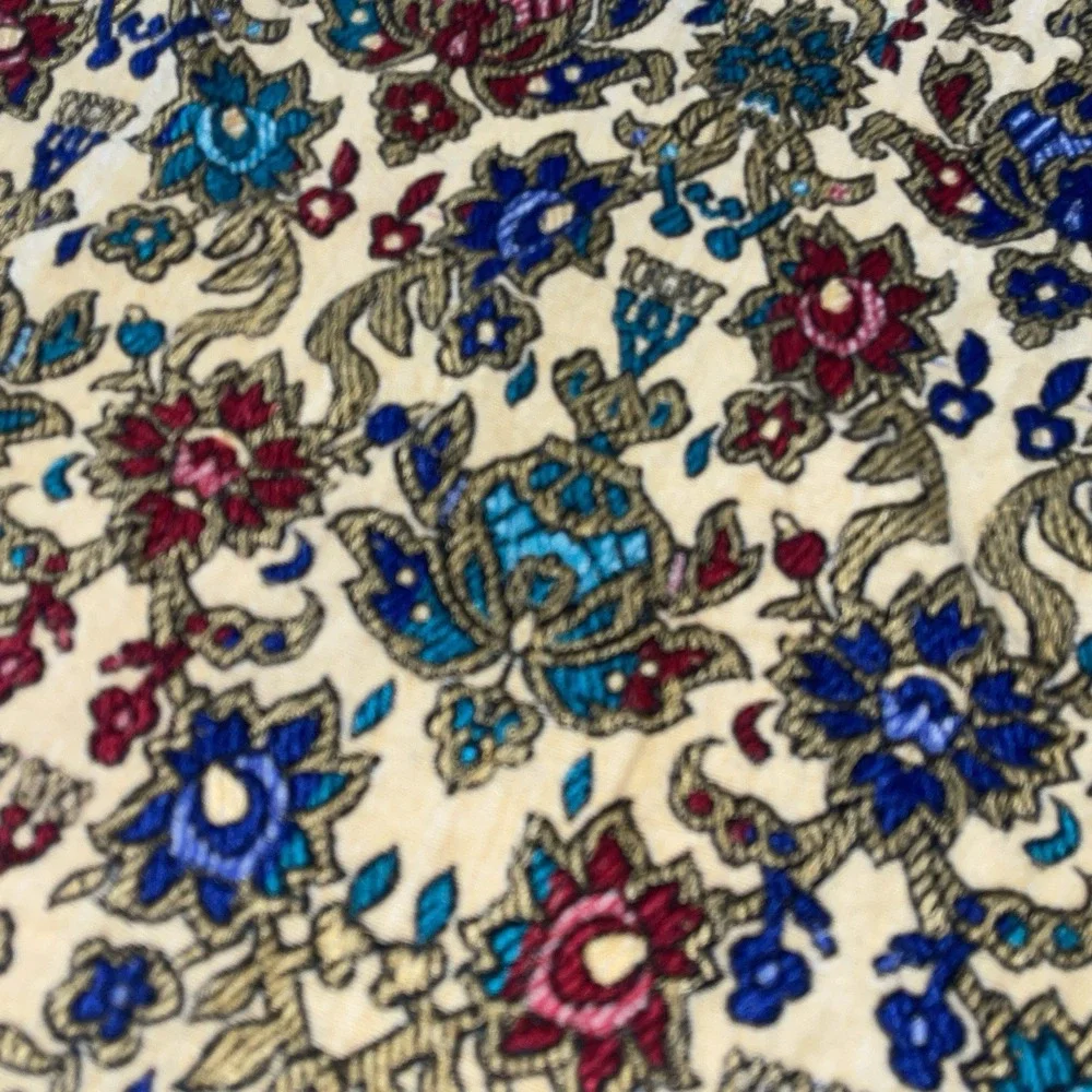 Vintage Persian Termeh Bedspread Large 80x95 Tapestry Boho Paisley Coverlet Gold